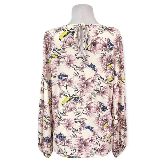 H&M NEW Women's Small Blouse Butterflies Birds Stretchy Long Sleeves - Picture 3 of 6